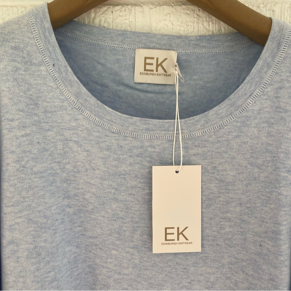 NEW Edinburgh Knitwear Classic Crew with 3/4 Sleeves Blue EK0375 Size XL NWT - Picture 2 of 6